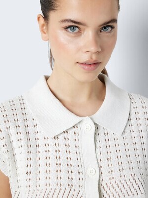 NMVEGA S/L POLO KNIT CARDIGAN FWD Eggnog