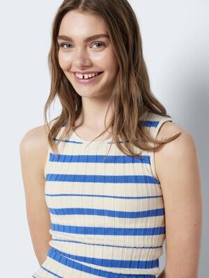 NMFREYA S/L O-NECK KNIT TOP FWD DD Oatmeal/AMPARO BLUE