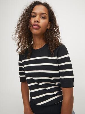 JXLAYLA COMFY SS KNIT NOOS Black-Vanilla Ice