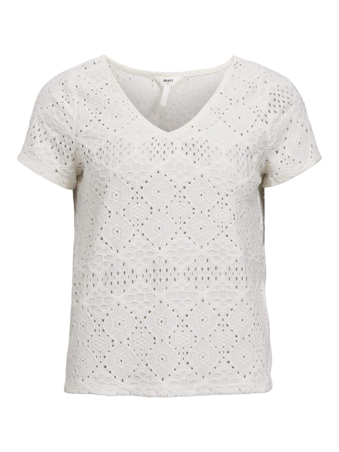 OBJFEODORA S/S V-NECK TOP NOOS Cloud Dancer