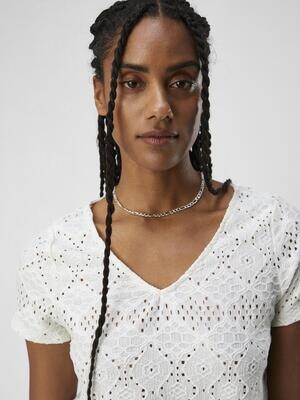 OBJFEODORA S/S V-NECK TOP NOOS Cloud Dancer