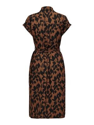 ONLHANNOVER S/S SHIRT DRESS NOOS WVN Ginger Bread-BLACK GRAPHIC