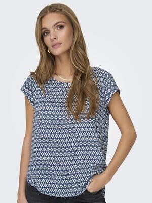 ONLVIC S/S AOP TOP NOOS PTM Dark Denim/Small ika