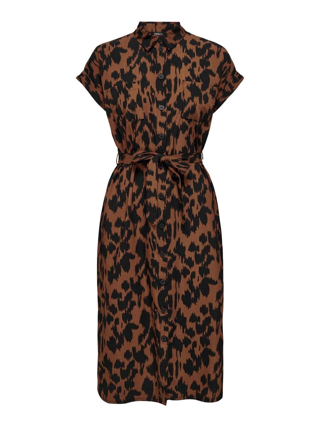 ONLHANNOVER S/S SHIRT DRESS NOOS WVN Ginger Bread-BLACK GRAPHIC