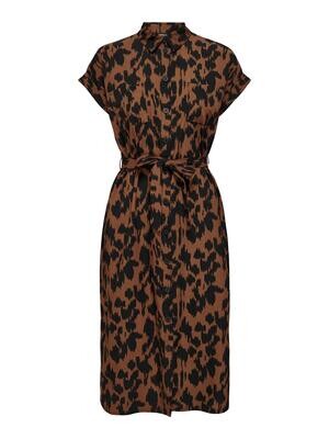 ONLHANNOVER S/S SHIRT DRESS NOOS WVN Ginger Bread-BLACK GRAPHIC
