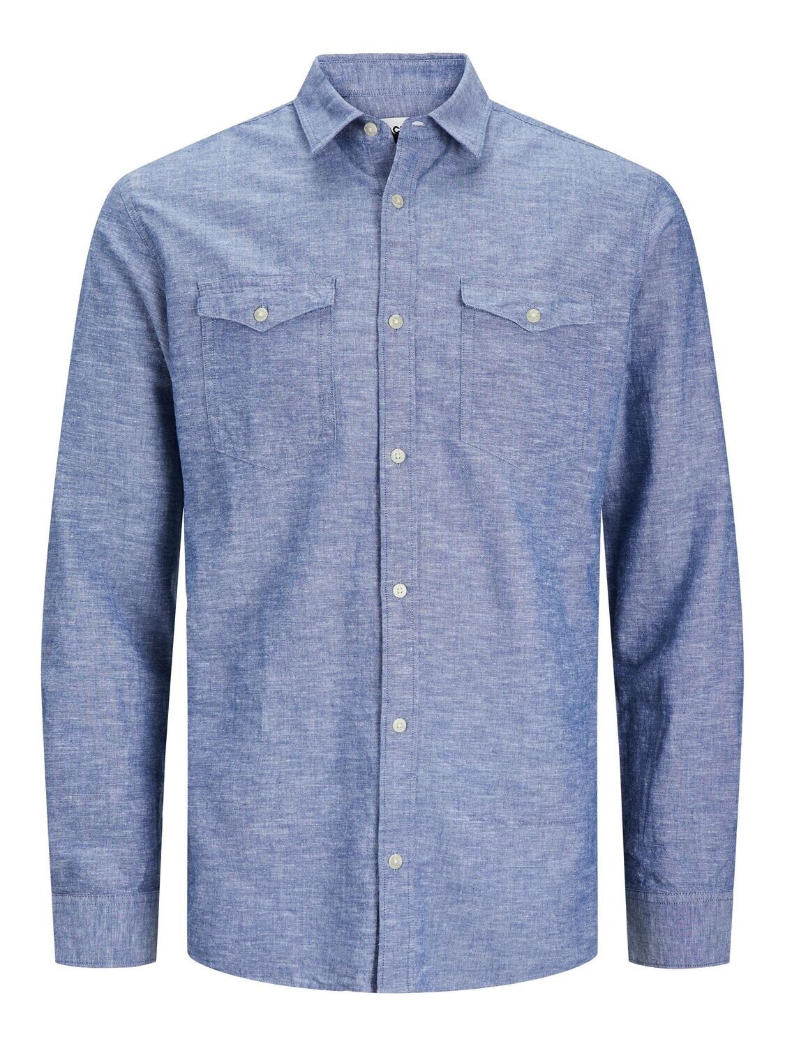 JCOSHERIDAN LINEN BLEND SHIRT LS Faded Denim