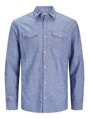 JCOSHERIDAN LINEN BLEND SHIRT LS Faded Denim