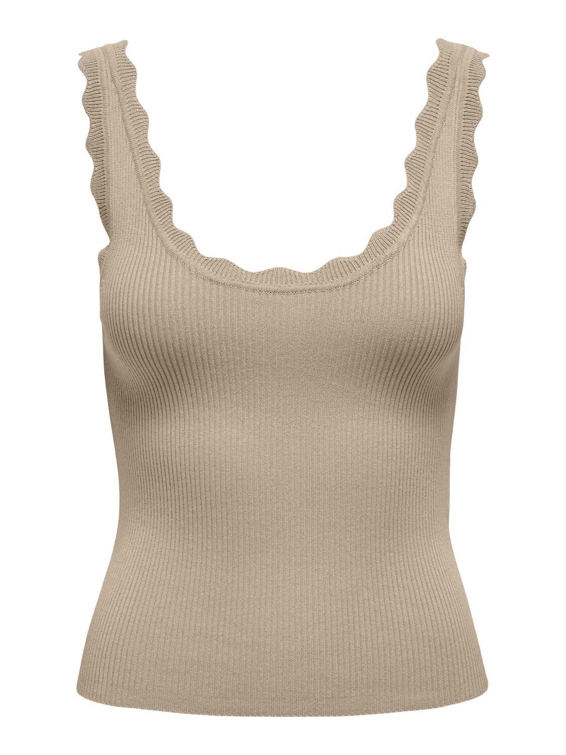 JDYNANNA S/L SCALLOP EDGE TOP KNT Humus