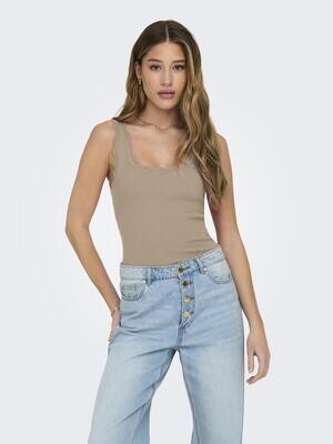 JDYNANNA S/L SCALLOP EDGE TOP KNT Humus