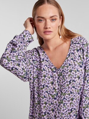 PCALMA LS DRESS KAC Black-LAVENDEL FLOWER