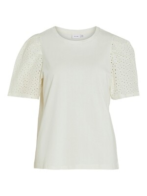 VIMERRY S/S EMB ANGLAISE TOP Egret