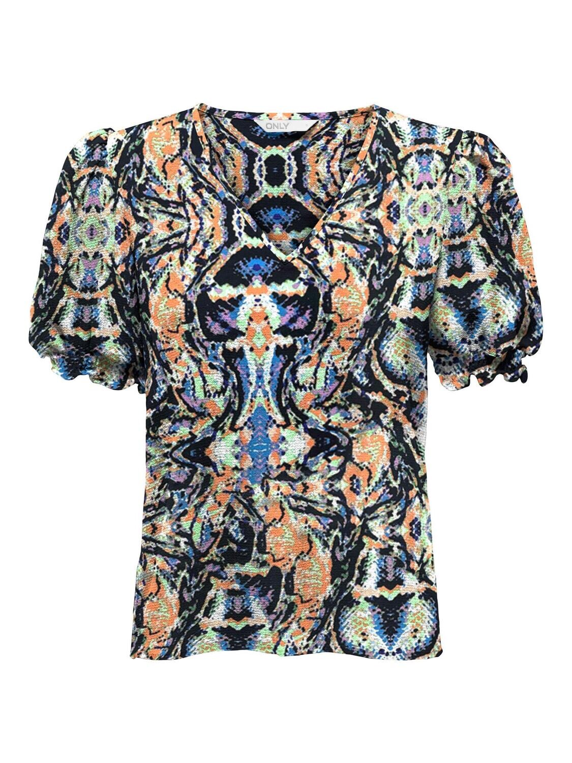 ONLNOVA LIFE VIS S/S BLAIR TOP AOP Summer Green-474 Wild graphic