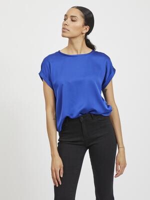 VIELLETTE S/S SATIN TOP - NOOS Mazarine Blue