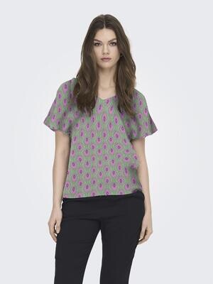 ONLNOVA LIFE VIS S/S EMMY TOP AOP Deep Mint-522 Vibrant geo