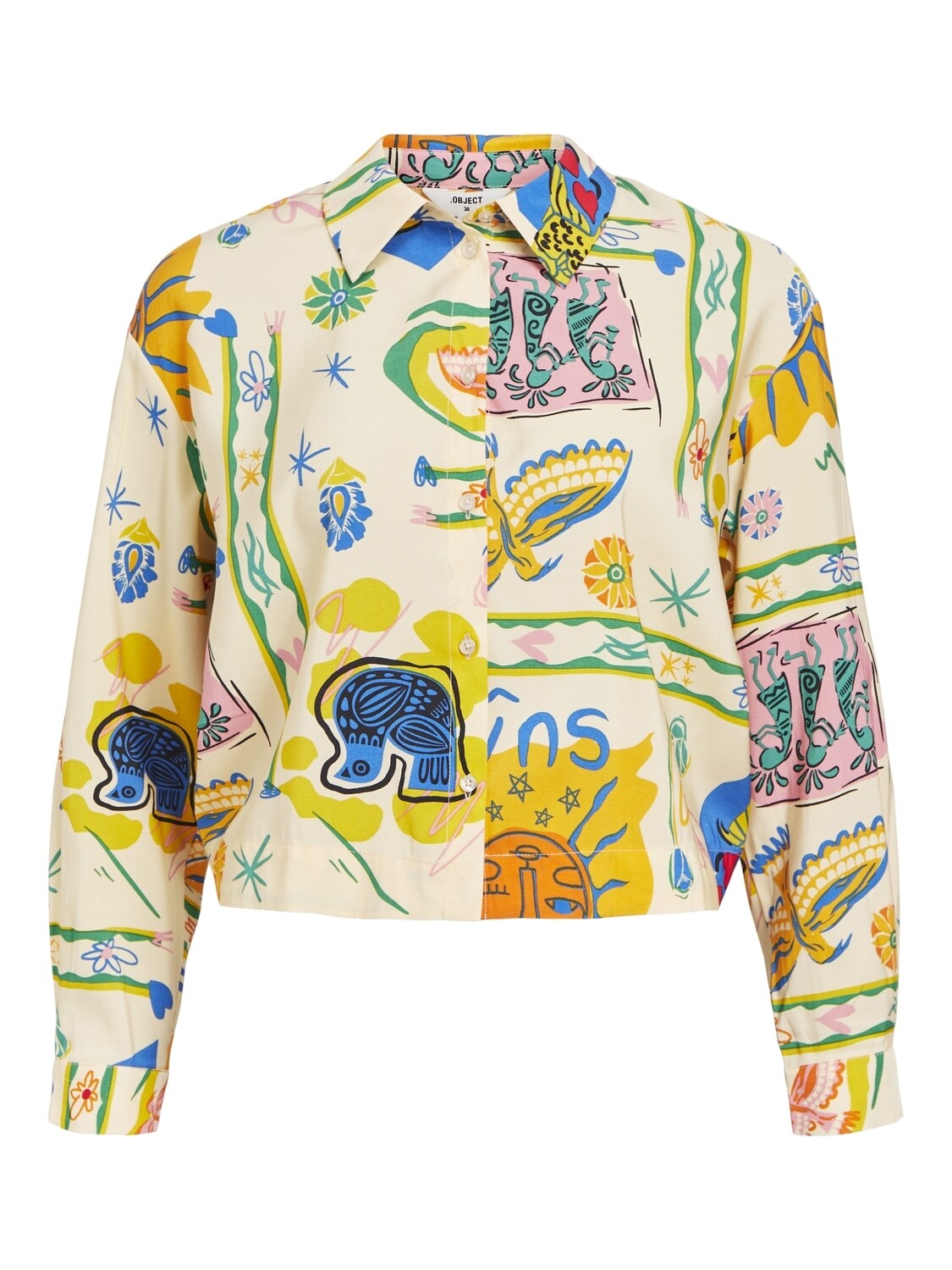 OBJMARTHA L/S SHIRT 132 Sandshell-Multi color