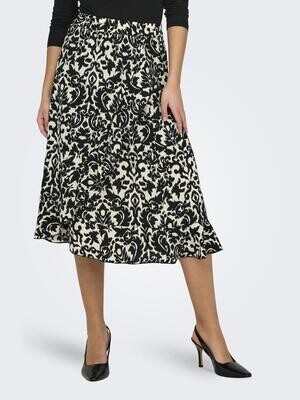 ONLCARLY FLOUNCE LONG SKIRT WVN NOOS Black-ISA WHITE GRAPIC PRINT