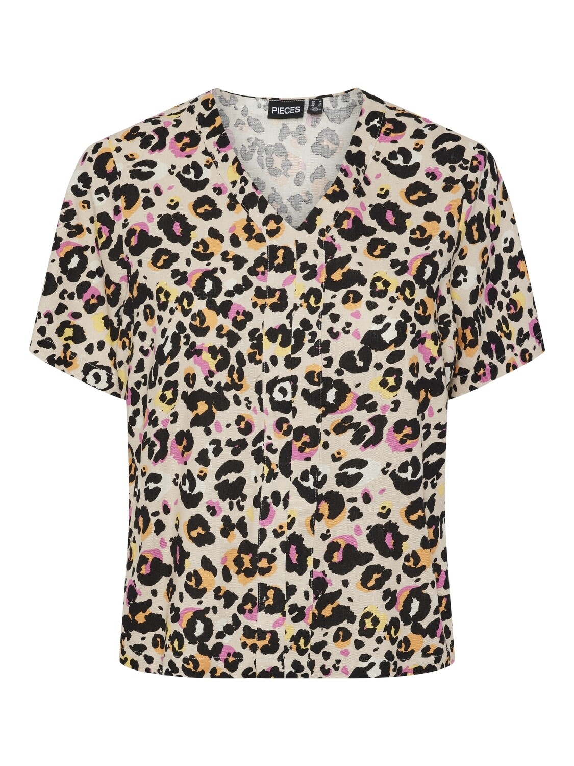 PCARLEM SS V-NECK TOP Cement/GRAPHIC LEO