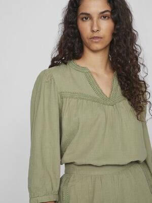 VIJILLO V-NECK 3/4 TOP Oil Green