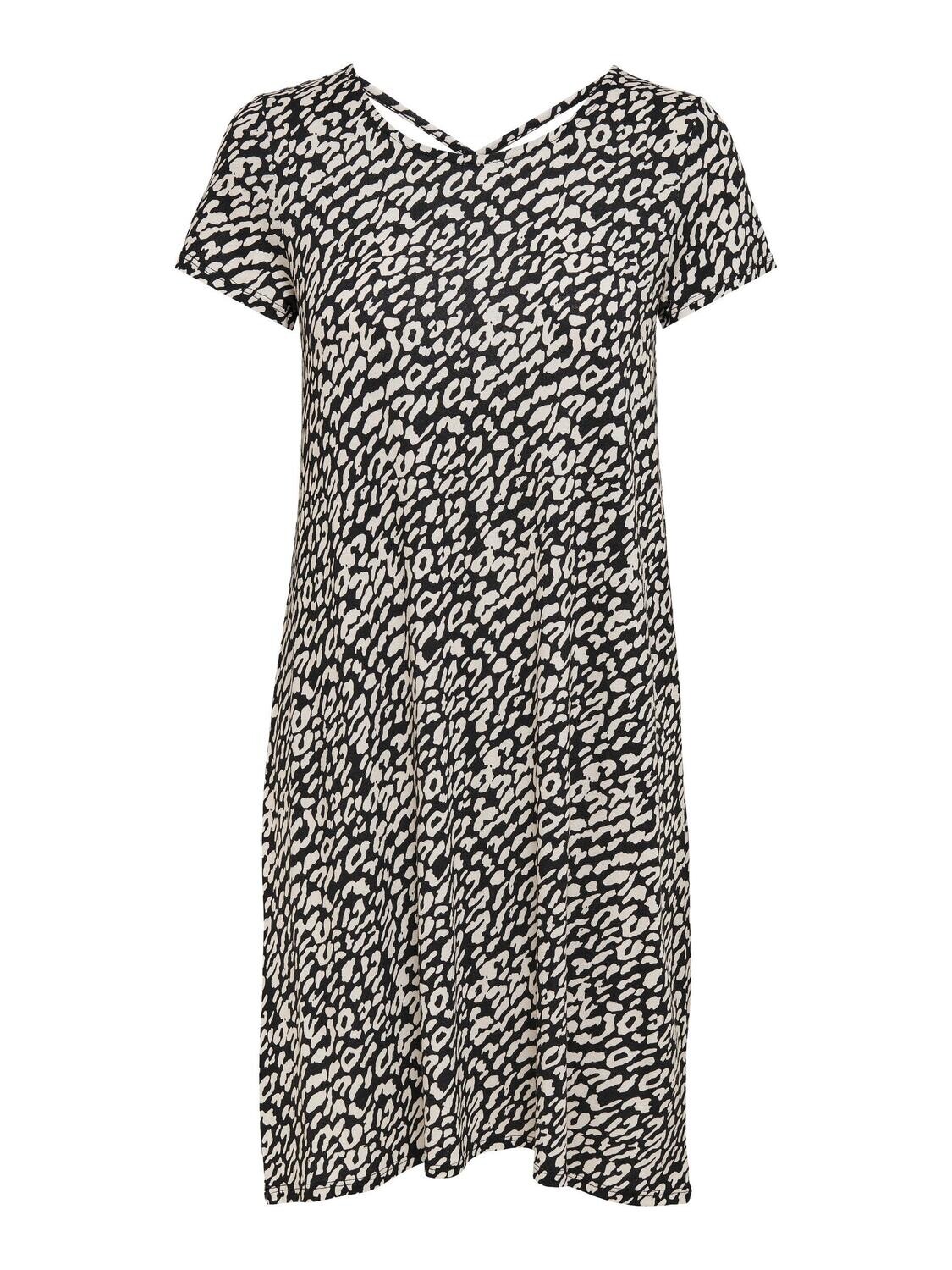 ONLBERA BACK LACE UP S/S DRESS JRS NOOS Black-EGGNOG-BLACK LEO