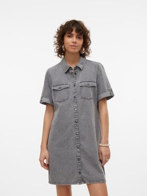 VMJENNIE SS SHORT DENIM DRESS MIX NOOS Medium Grey Denim