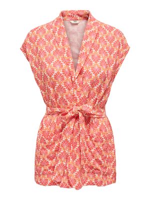 ONLTHYRA AOP BELT VEST WVN CS Cloud Dancer-RED