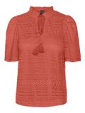 VMHONEY LACE S/S TASSEL TOP WVN GA Burnt Sienna