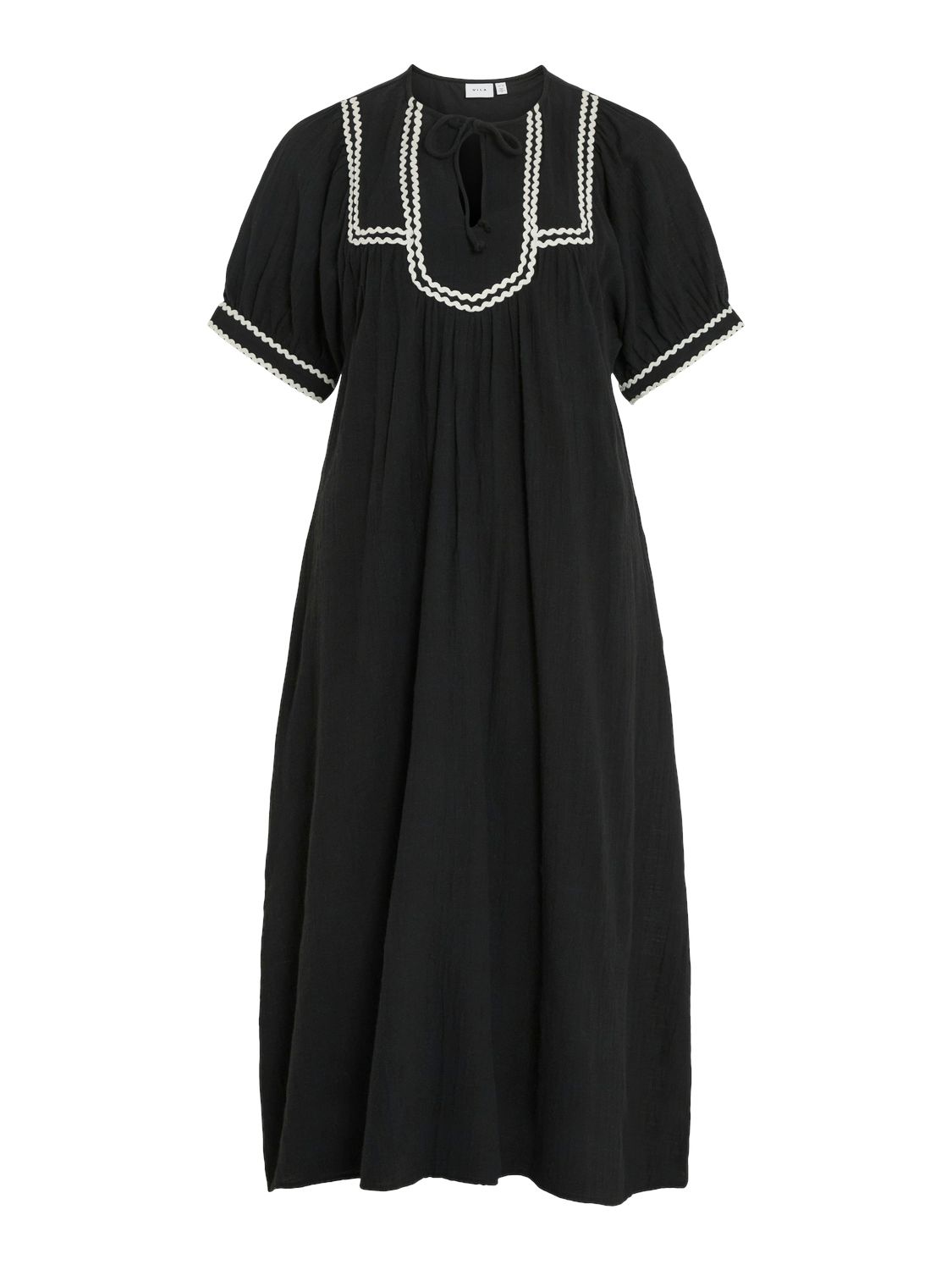 VIMANDA S/S MIDI DRESS Black Beauty-Eggnog