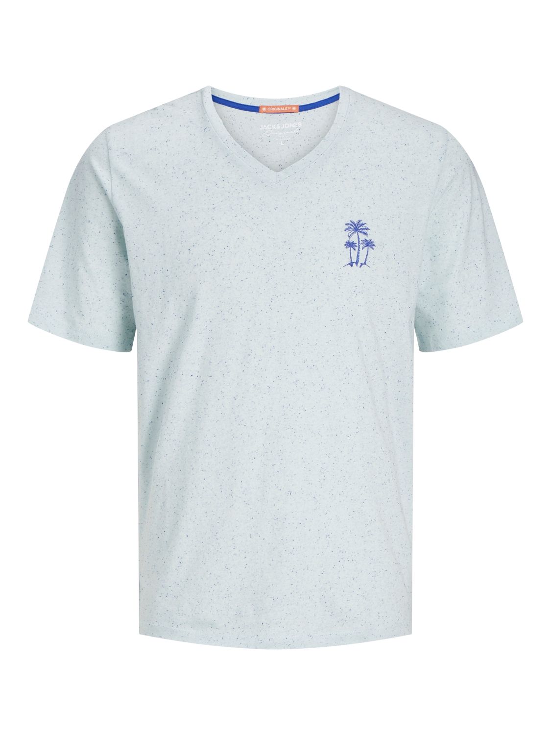 JORPALM EMB TEE SS V-NECK DUT Skylight
