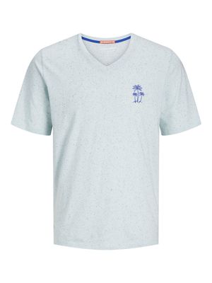 JORPALM EMB TEE SS V-NECK DUT Skylight