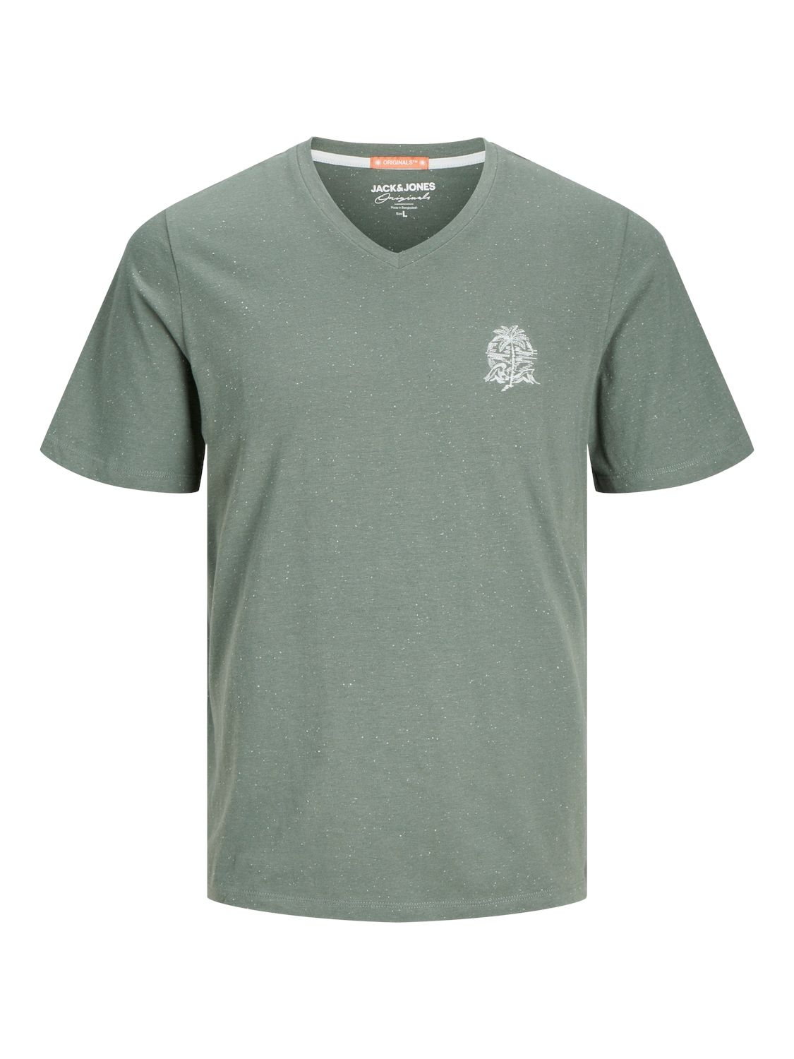 JORPALM EMB TEE SS V-NECK DUT Laurel Wreath