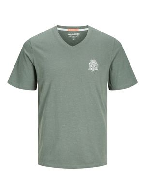 JORPALM EMB TEE SS V-NECK DUT Laurel Wreath