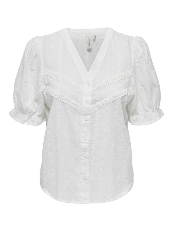 ONLFRIDA SS V-NECK BUTTON TOP WVN CS Cloud Dancer