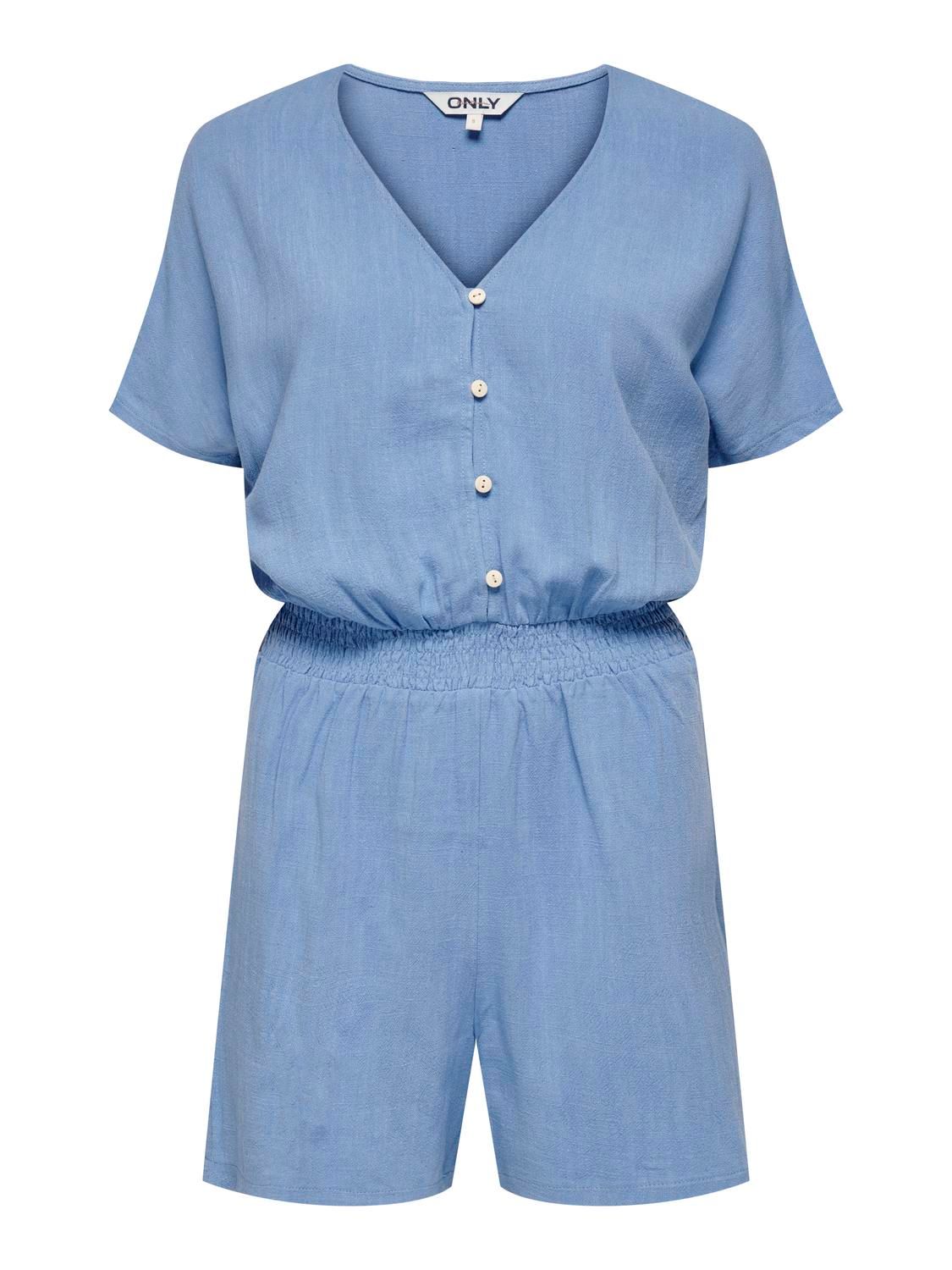 ONLSIESTA S/S LINEN BL PLAYSUIT PNT Azurine