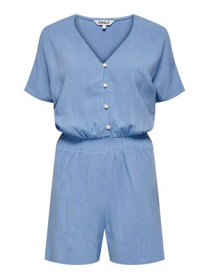 ONLSIESTA S/S LINEN BL PLAYSUIT PNT Azurine