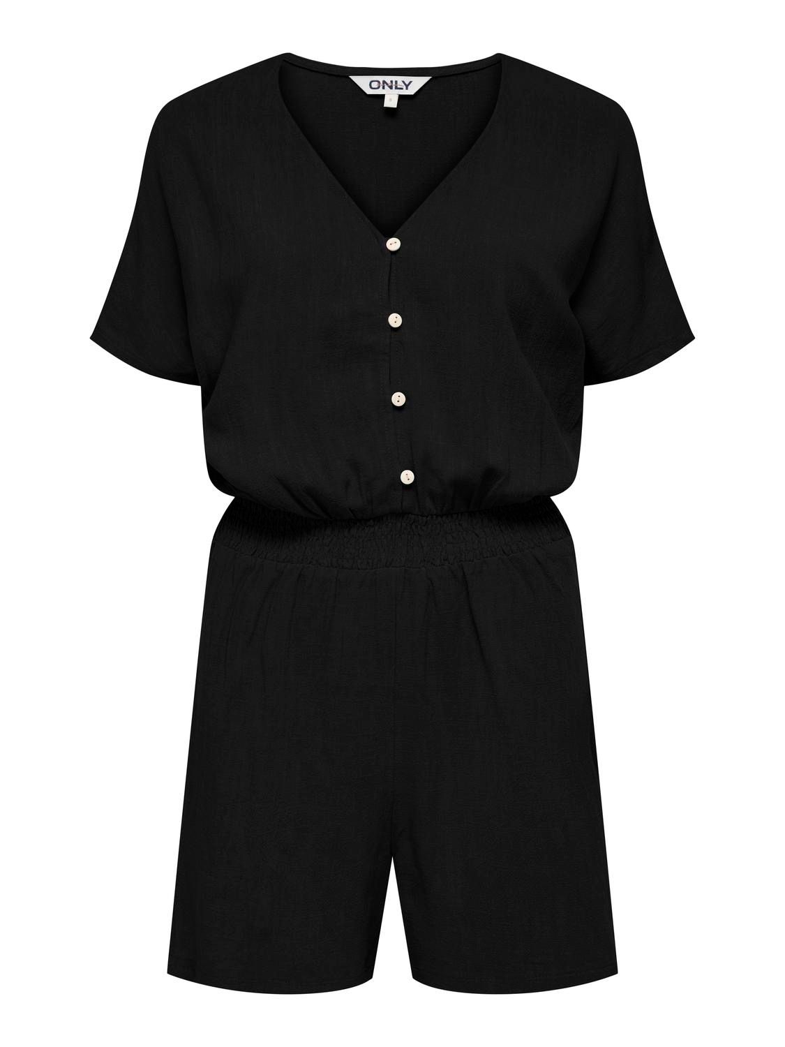 ONLSIESTA S/S LINEN BL PLAYSUIT PNT Black