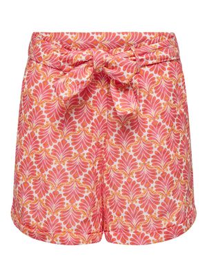 ONLTHYRA AOP BELT SHORTS WVN CS Cloud Dancer/RED