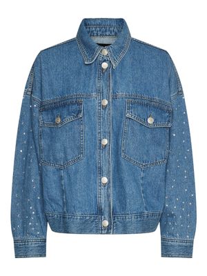 PCSKY RHINESTONE JACKET Medium Blue Denim-RHINESTONE