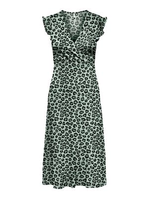 ONLMAY LIFE S/L WRAP MIDI DRESS JRS NOOS Subtle Green/Leo spo