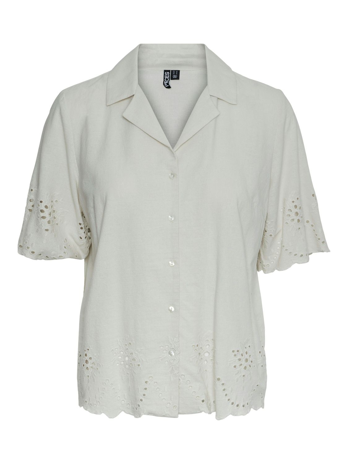 PCALMINA SS EMBROIDERY SHIRT BC Birch