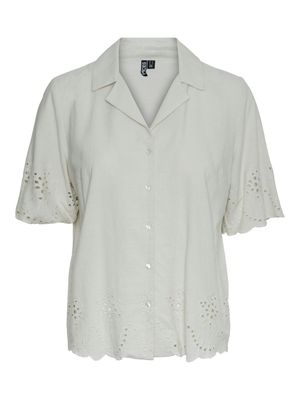 PCALMINA SS EMBROIDERY SHIRT BC Birch