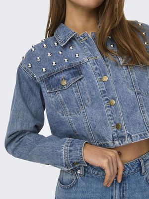 ONLZENDAYA LS CRP STUD DNM JACKET GUO Medium Blue Denim