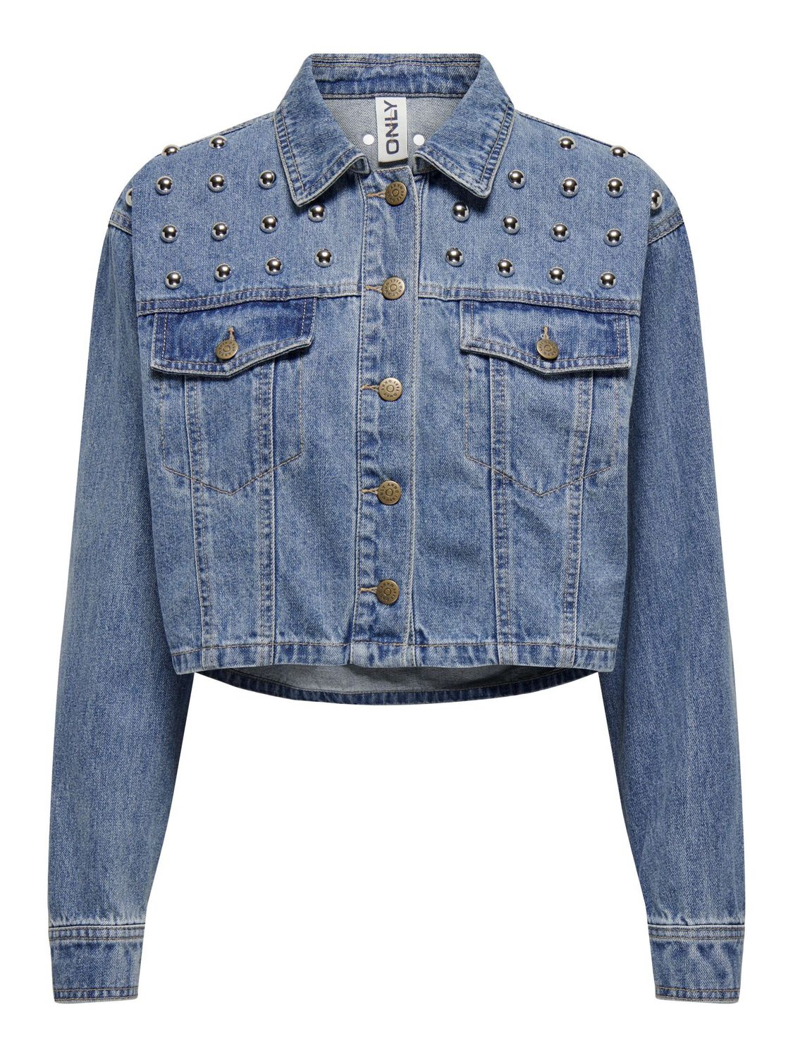 ONLZENDAYA LS CRP STUD DNM JACKET GUO Medium Blue Denim