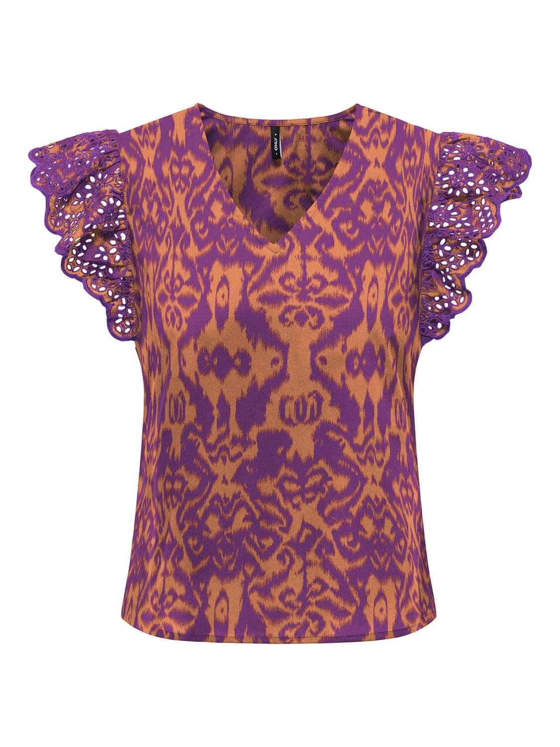 ONLLOU LIFE EMB S/S FRILL TOP PTM Tigerlily/Urben ethn