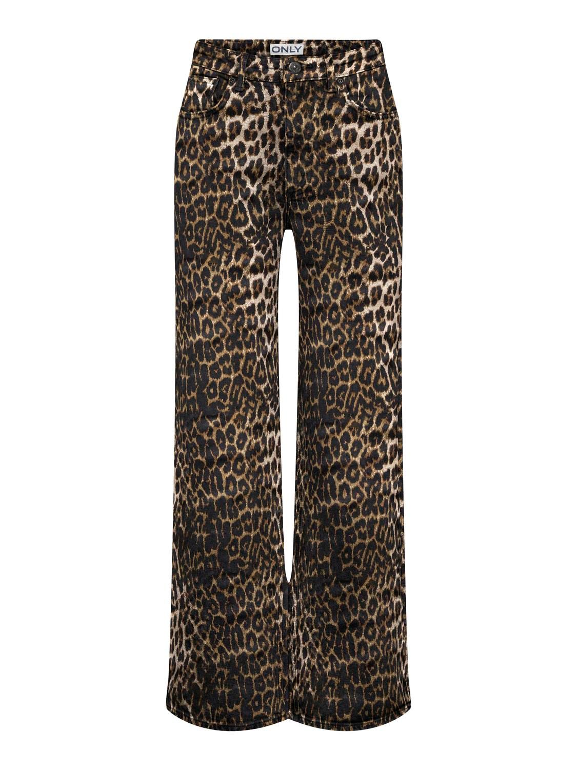 ONLJUICY-ANLIE HW WIDE AOP PANT PNT Black/LEO