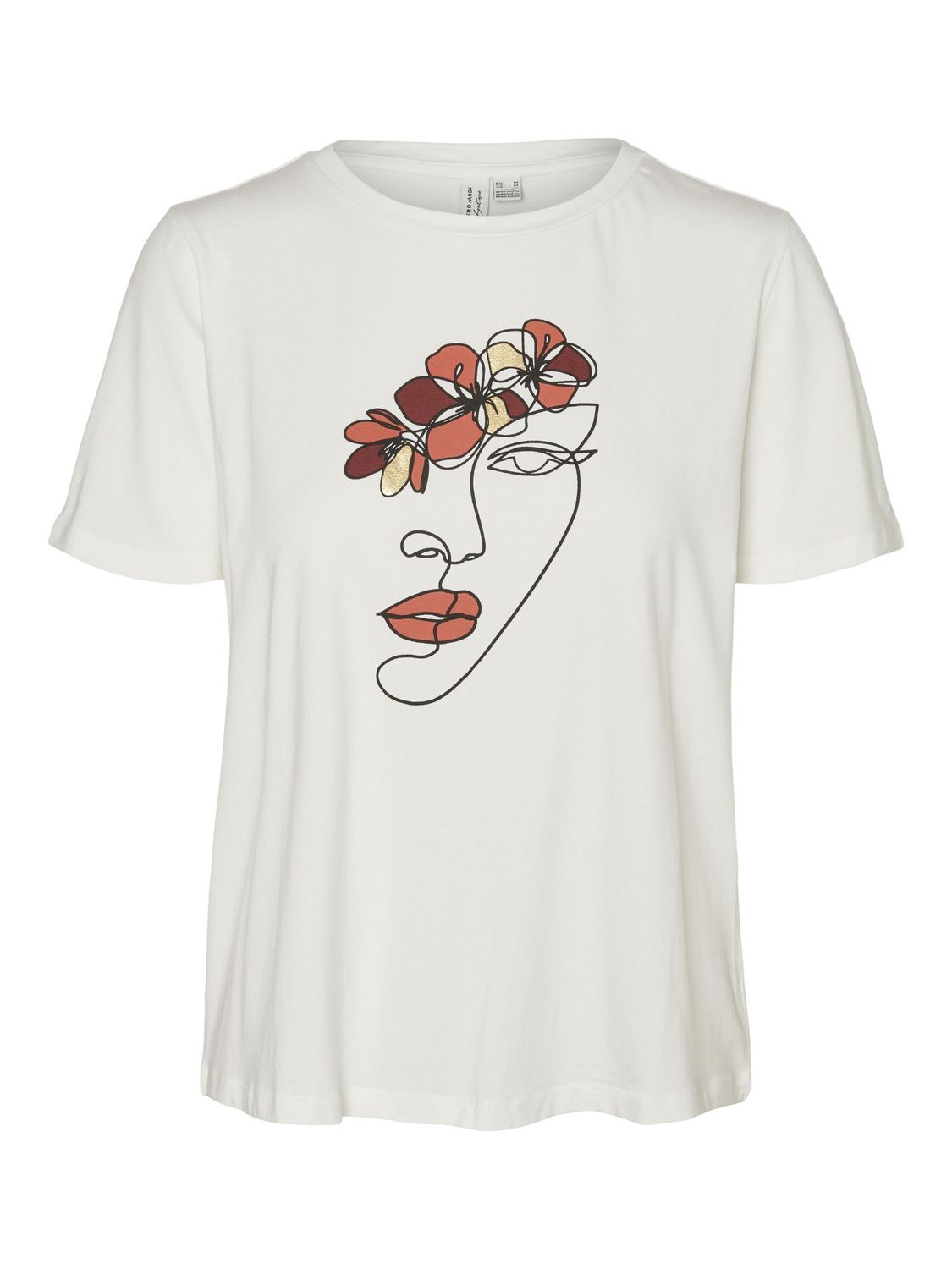 VMMACKENZI S/S O-NECK T-SHIRT JRS B Snow White-RED FACE N FLOWER