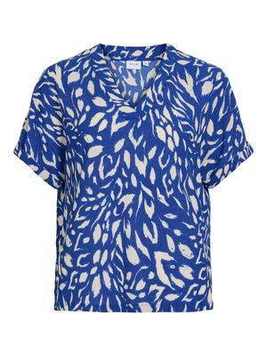 VILAYA BEA V-NECK S/S TOP/DFS Mazarine Blue-BEA EGGNOG
