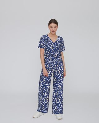 VILAYA BEA V-NECK S/S TOP/DFS Mazarine Blue-BEA EGGNOG