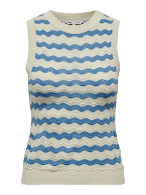 ONLMAISANNA SL STRIPE O-NECK KNT Cloud Dancer-Azure Blue