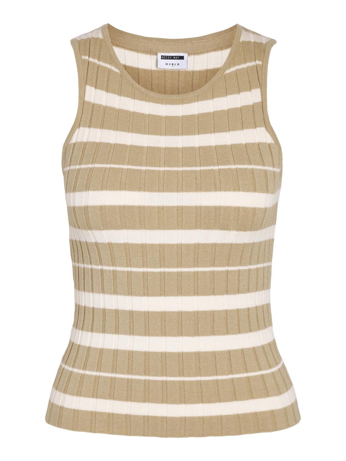NMFREYA S/L O-NECK KNIT TOP FWD DD Safari/EGGNOG