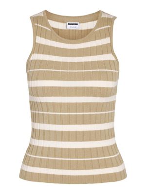 NMFREYA S/L O-NECK KNIT TOP FWD DD Safari/EGGNOG